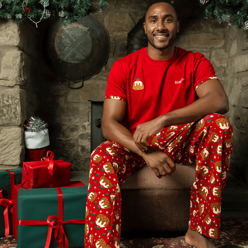 Christmas Puddings - Men's Long Pyjamas Set (T-Shirt & Trousers)