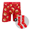 Christmas Puddings Bundle - Mens Bamboo Boxer Shorts & Matching Socks