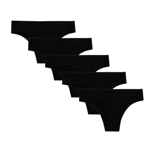 Classic Black Bundle - Ladies Seamless Brazilian Briefs 5 Pack Bundle
