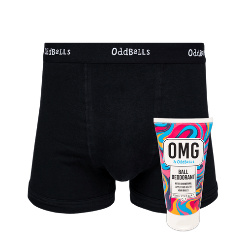 Classic Black - Mens Boxer Shorts & Ball Deodorant Bundle