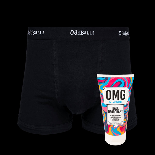 Classic Black - Mens Boxer Shorts & Ball Deodorant Bundle