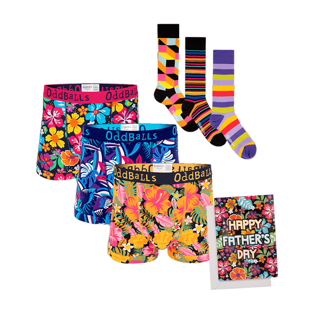 Fathers Day Bundle 2 - 3 Pack Mens Boxer Shorts, Socks & Father's Day Card