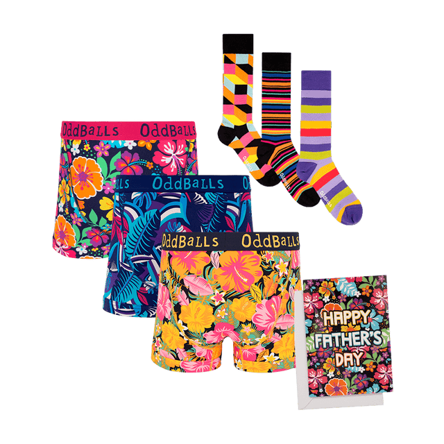 Fathers Day Bundle 2 - 3 Pack Mens Boxer Briefs, Socks & Father's Day Card