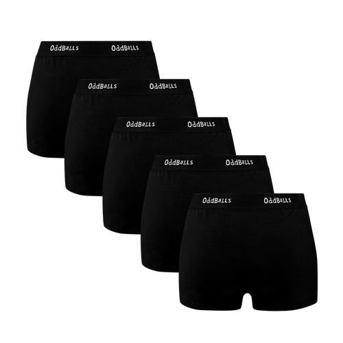 Classic Black Bundle - Ladies Boxer Shorts 5 Pack Bundle