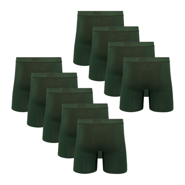 Core Green Bundle - Mens Bamboo Boxer Shorts 9 Pack