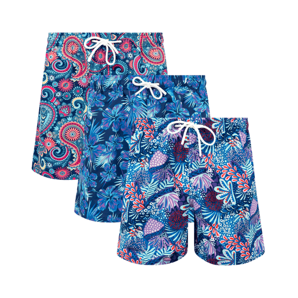 Deep Blue Sea Bundle - Mens Swim Shorts 3 Pack