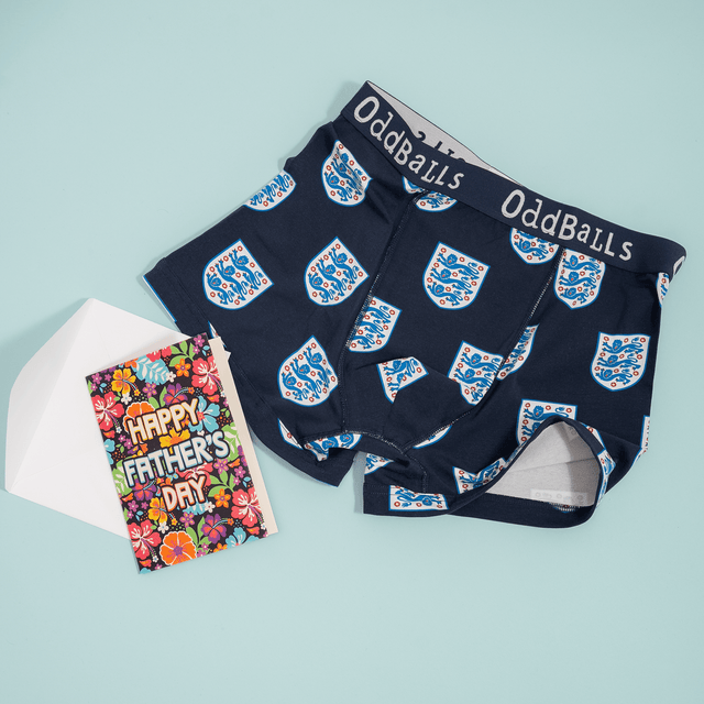 England FA Classic Boxer Shorts & Father's Day Card Bundle