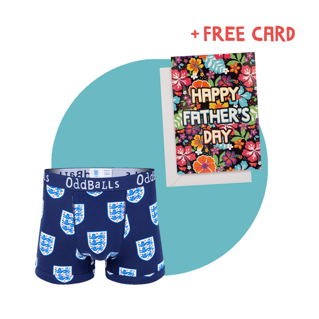 England FA Classic Boxer Shorts & Father's Day Card Bundle