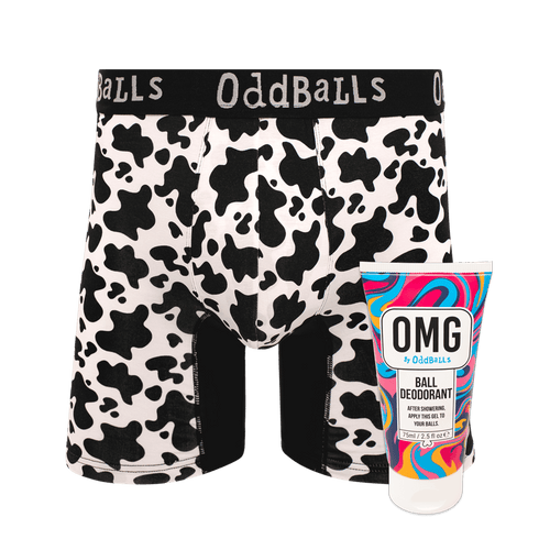 Fat Cow - Mens Bamboo Boxer Shorts & Ball Deodorant Bundle