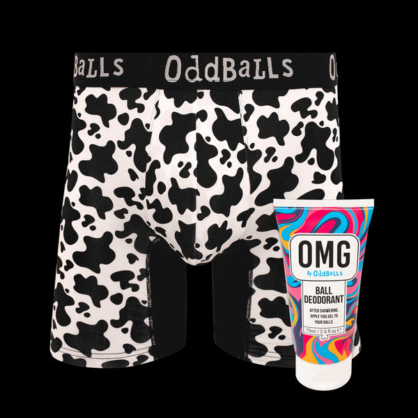 Fat Cow - Mens Bamboo Boxer Shorts & Ball Deodorant Bundle