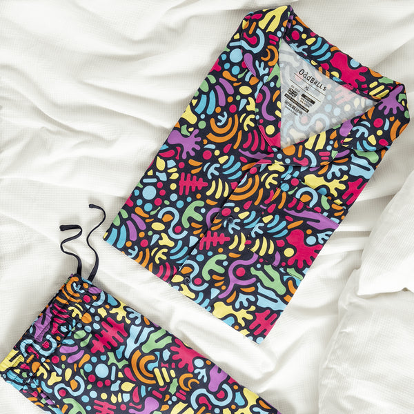 Jurassic - Modal Men's Short Button Up Pyjamas Set