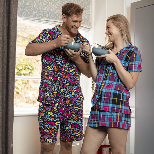 Jurassic - Modal Men's Short Button Up Pyjamas Set