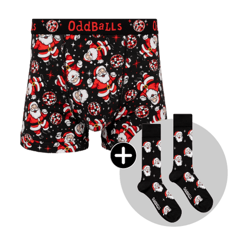 Disco Santa Bundle - Mens Boxer Shorts & Matching Socks