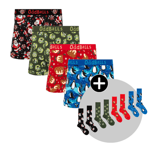 Ultimate Christmas Bundle - Mens Boxer Shorts & Matching Socks 4 Pack