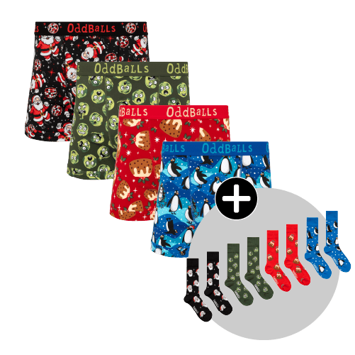 Ultimate Christmas Bundle - Mens Boxer Shorts & Matching Socks 4 Pack
