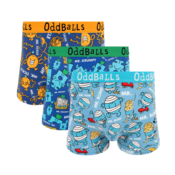 Mr Men Trio Bundle - Mens Cotton Boxer Shorts 3 Pack Bundle