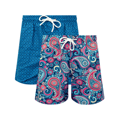 Navy & Fancy Pants Bunde - Mens Swim Shorts 2 Pack