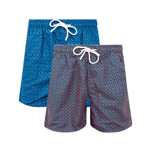 Navy & Orange Bundle - Mens Swim Shorts 2 Pack