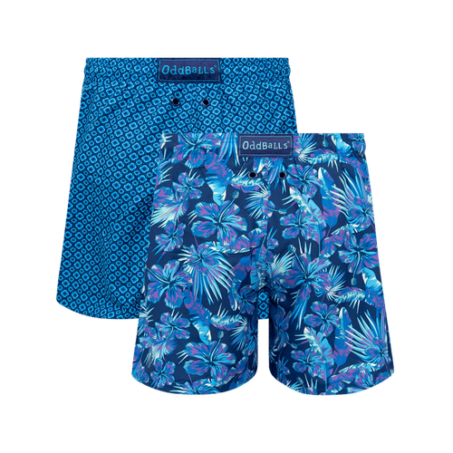 Navy & Tropical Bundle - Mens Swim Shorts 2 Pack