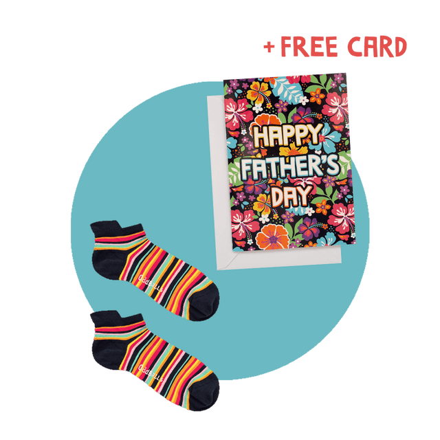 Navy Lines Ankle Socks & Father's Day Card Bundle