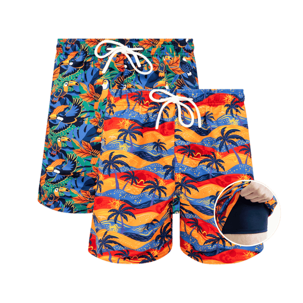 Oasis & Paradise Bundle - Mens Compression Swim Shorts 2 Pack
