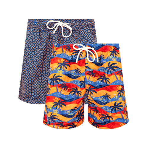Orange & Oasis Bundle - Mens Swim Shorts 2 Pack