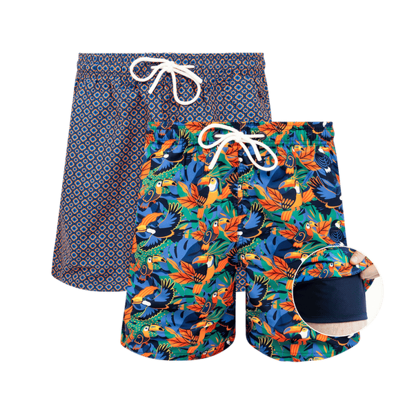 Orange & Paradise Bundle - Mens Compression Swim Shorts