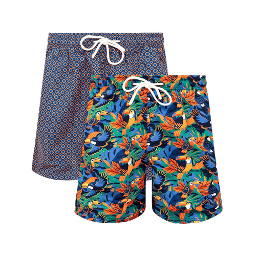 Orange & Paradise Bundle - Mens Swim Shorts 2 Pack