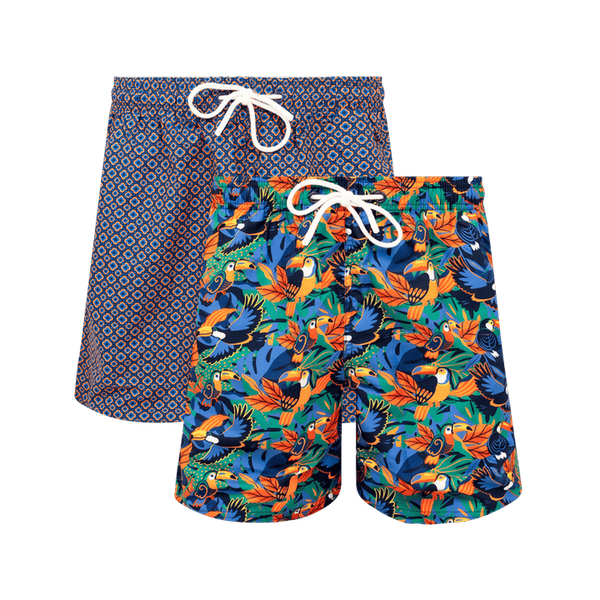 Orange & Paradise Bundle - Mens Swim Shorts 2 Pack