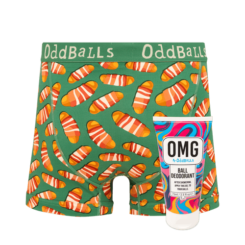 Pigs In Blankets - Mens Cotton Boxer Shorts & Ball Deodorant Bundle