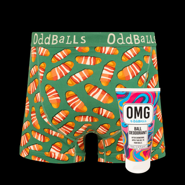 Pigs In Blankets - Mens Boxer Shorts & Ball Deodorant Bundle