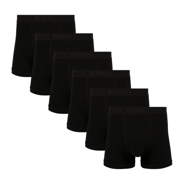 Stealth Black Bundle - Mens Cotton Boxer Shorts 6 Pack