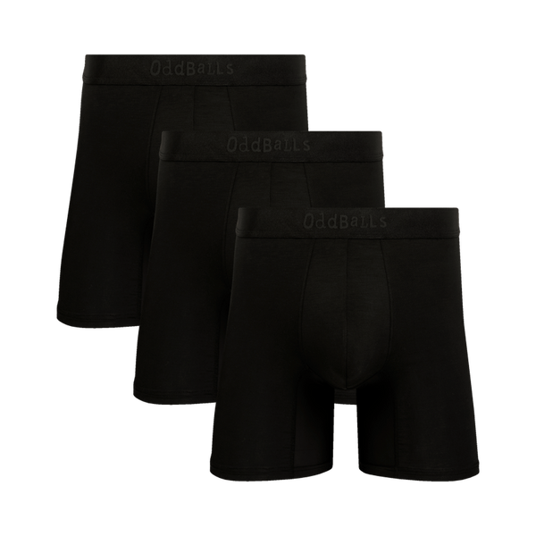 Stealth Black Bundle - Mens Bamboo Boxer Shorts 3 Pack