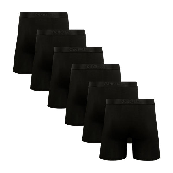 Stealth Black Bundle - Mens Bamboo Boxer Shorts 6 Pack