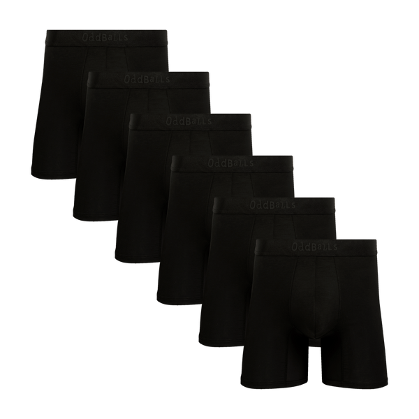 Stealth Black Bundle - Mens Bamboo Boxer Shorts 6 Pack