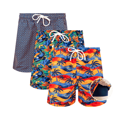 Sunset Bundle - Mens Compression Swim Shorts 3 Pack