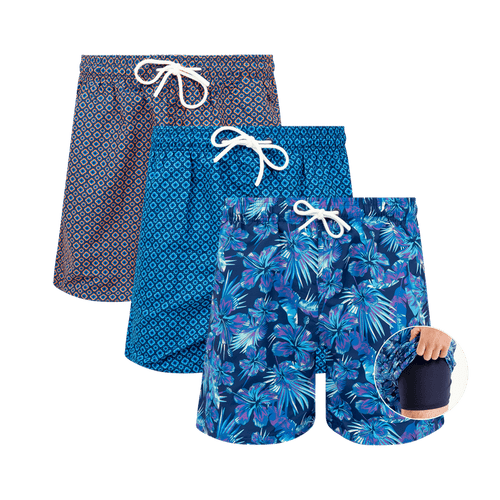 Tropical Bundle - Mens Compression Swim Shorts 3 Pack