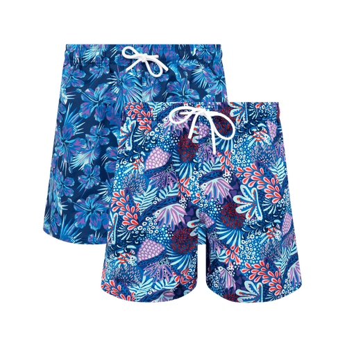 Tropical & Coral Bundle - Mens Swim Shorts 2 Pack