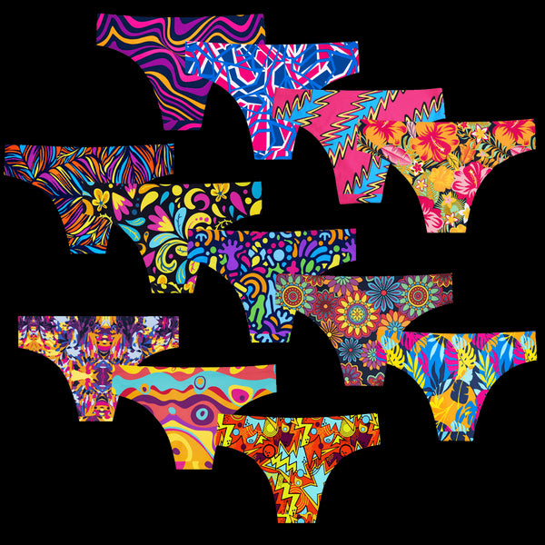 Vibrant Vibes Bundle - Ladies Seamless Brazilian Briefs 12 Pack Bundle
