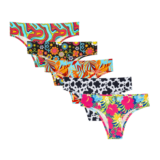 Wild Bunch Bundle - Ladies Seamless Brazilian Briefs 5 Pack Bundle