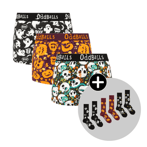 Ultimate Halloween Bundle - Ladies Boxer Shorts & Matching Socks 3 Pack