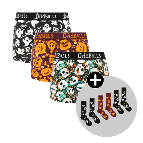 Ultimate Halloween Bundle - Ladies Boxer Shorts & Matching Socks 3 Pack
