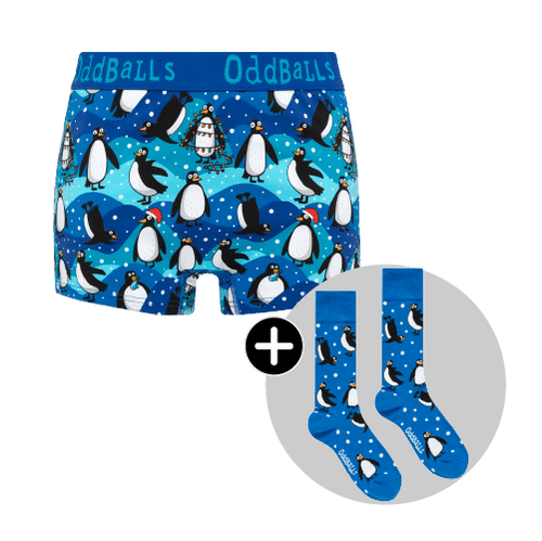 Penguins Bundle - Ladies Boxer Shorts & Matching Socks