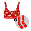 Christmas Puddings Bundle - Ladies Bralette & Matching Socks