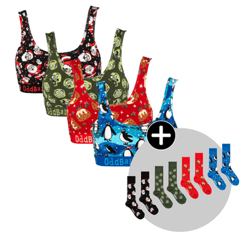 Ultimate Christmas Bundle - Ladies Bralette & Matching Socks 4 Pack