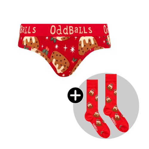 Christmas Puddings Bundle - Ladies Briefs & Matching Socks