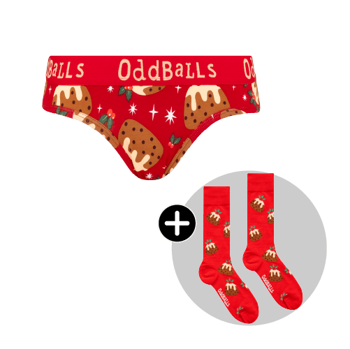 Christmas Puddings Bundle - Ladies Briefs & Matching Socks