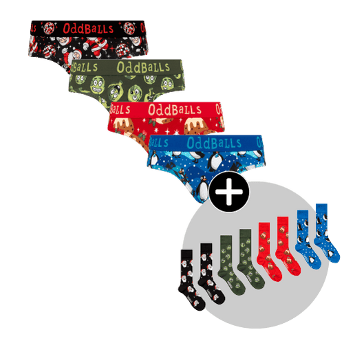 Ultimate Christmas Bundle - Ladies Briefs & Matching Socks 4 Pack