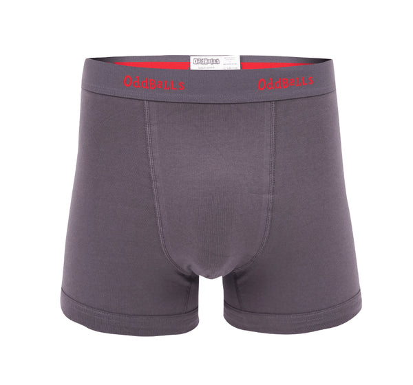 Charcoal & Red - Mens Cotton Boxer Shorts