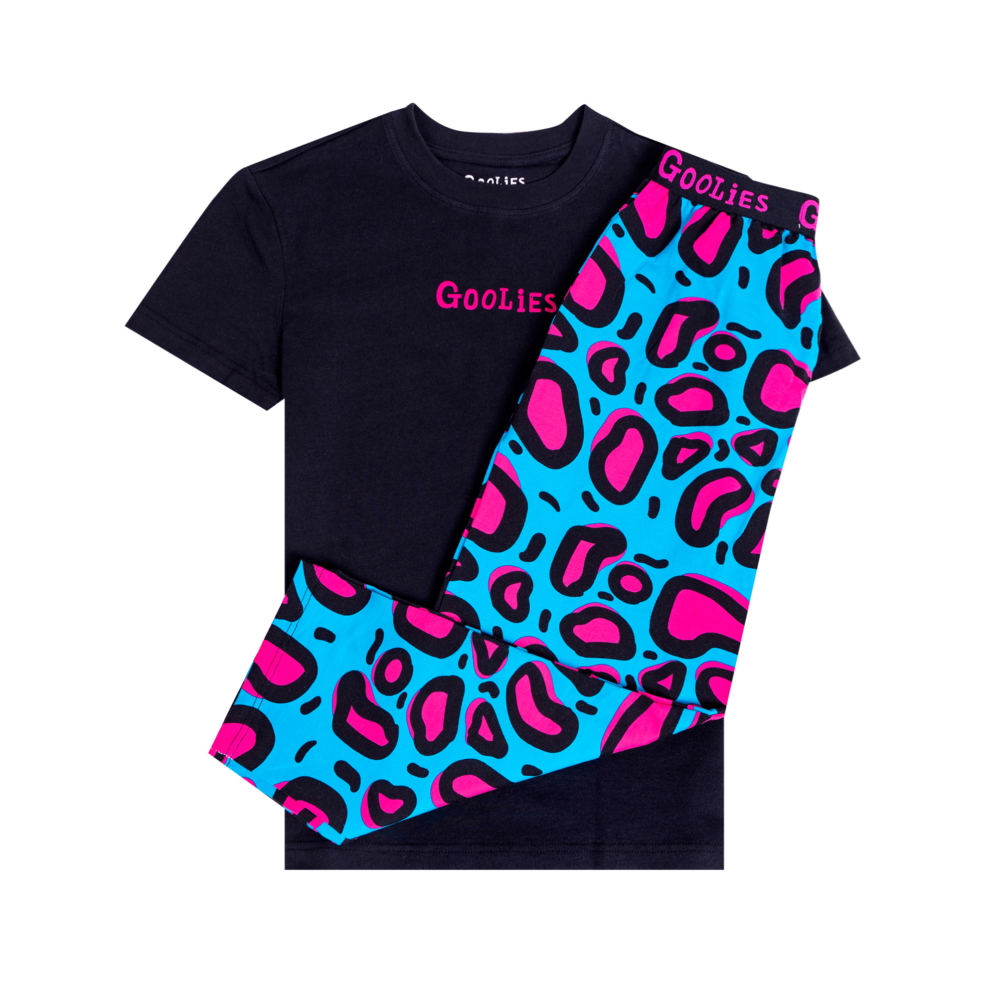 Goolies Long Pyjamas Lazy Leopard Long & T Shirt